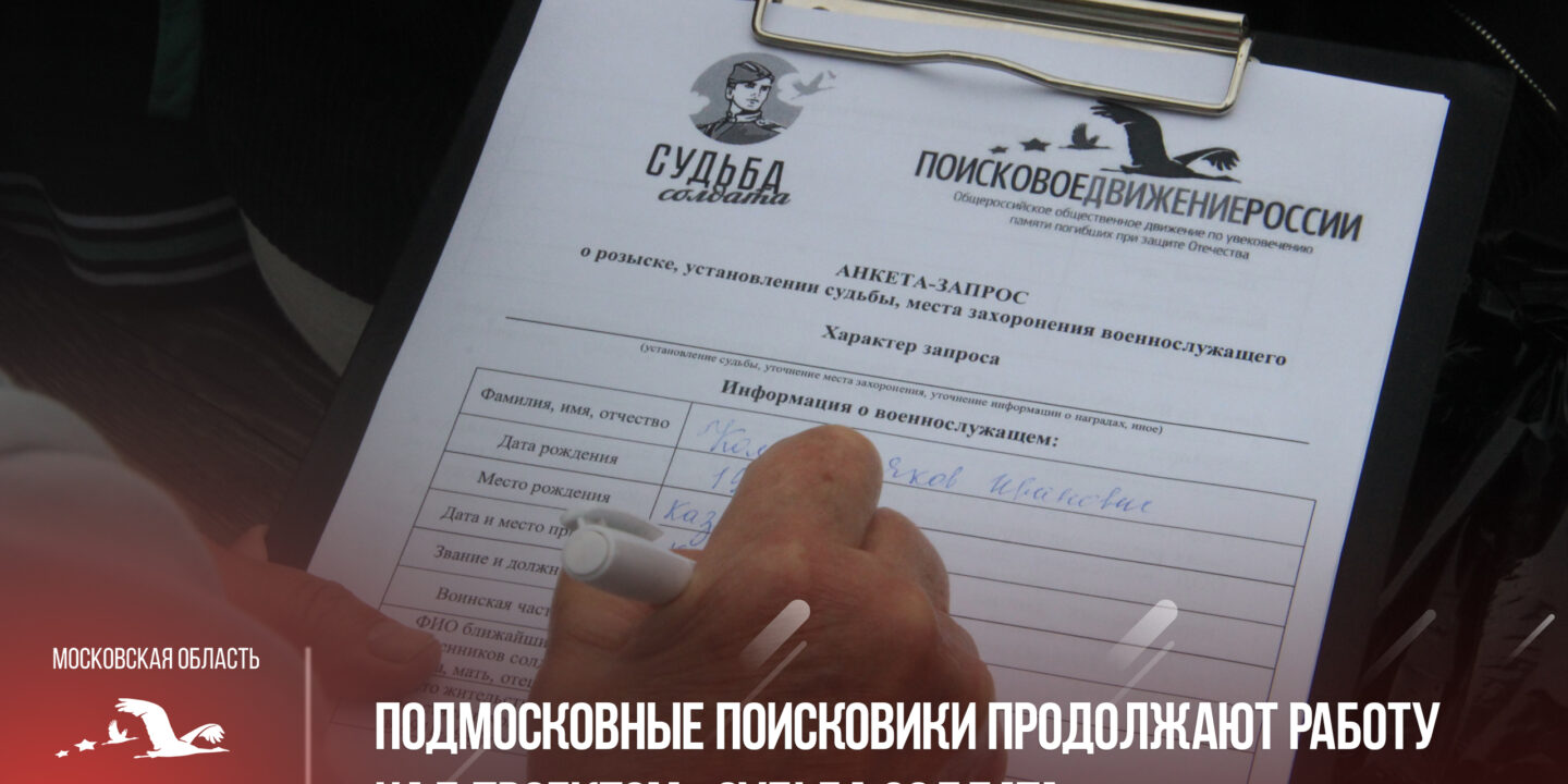 Подмосковные поисковики продолжают работу над проектом «Судьба солдата»